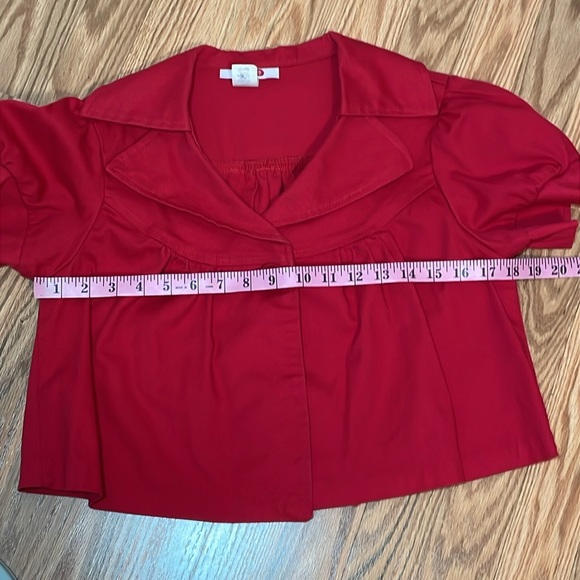 80s 90s Red Crop Short Sleeve Jacket, Small - Picture 5 of 6